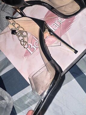 Bela Marie Black & Clear Chain Heels